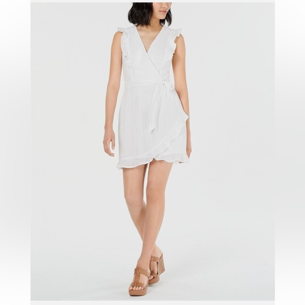 Bar III White Eyelet Ruffle Mini Dress